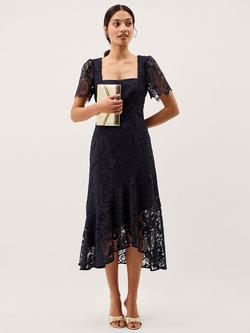 Monsoon Harper Lace Midi Dress, Navy, Navy
