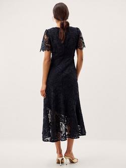 Monsoon Harper Lace Midi Dress, Navy - view 2, Navy
