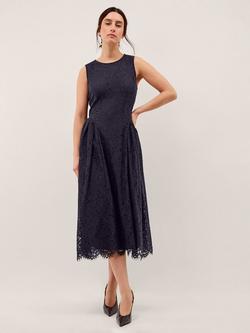 Monsoon Lydia Sleeveless Lace Midi Dress, Navy
