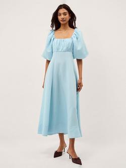 Monsoon Payton Square Neck Midi Dress, Turquoise, Turquoise