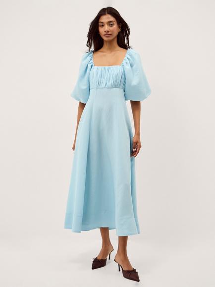 Monsoon Payton Square Neck Midi Dress, Turquoise, Turquoise