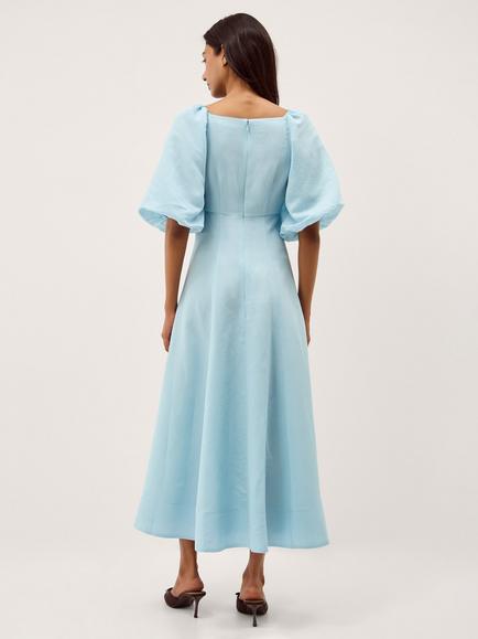 Monsoon Payton Square Neck Midi Dress, Turquoise - view 2, Turquoise