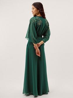 Monsoon Skyla Embellished Wrap Maxi Dress, Dark Green - view 2, Dark Green