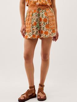 Monsoon Carris Floral Shorts, Orange, Orange
