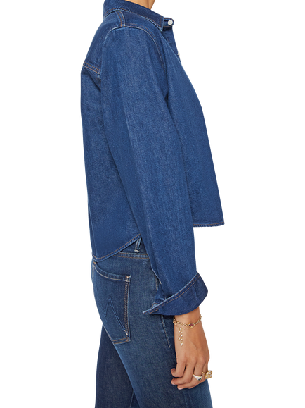 MOTHER The Honor Roll Cropped Denim Shirt, Hey Batter Batter - view 2, Hey Batter Batter