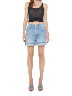 MOTHER Cuffed Culotte Denim Shorts, Light Blue, Light Blue