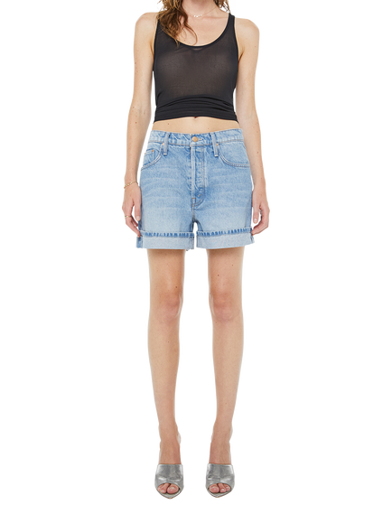 MOTHER Cuffed Culotte Denim Shorts, Light Blue, Light Blue