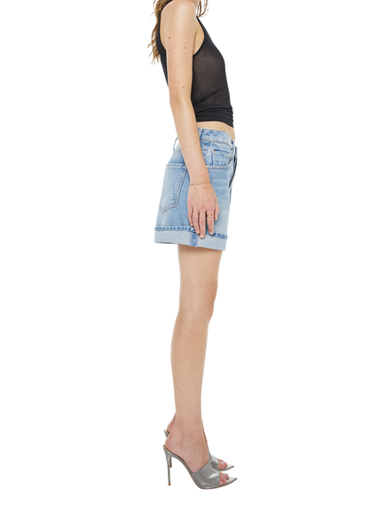 MOTHER Cuffed Culotte Denim Shorts, Light Blue - view 2, Light Blue