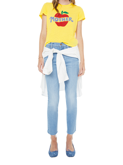 MOTHER Apple Linen Blend T-Shirt, Yellow/Multi, Yellow/Multi