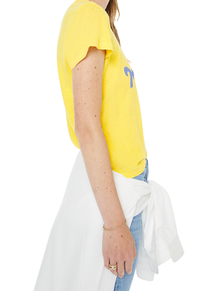 MOTHER Apple Linen Blend T-Shirt, Yellow/Multi - view 2, Yellow/Multi