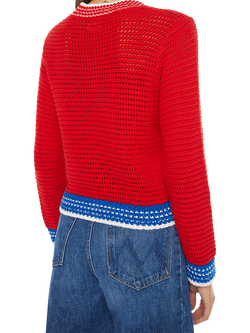 MOTHER Martini Cropped Jumper, Red/Multi - view 2, Red/Multi