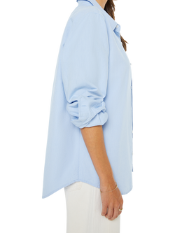 MOTHER The Bestie Embroidered Logo Cotton Shirt - view 2, Light Blue