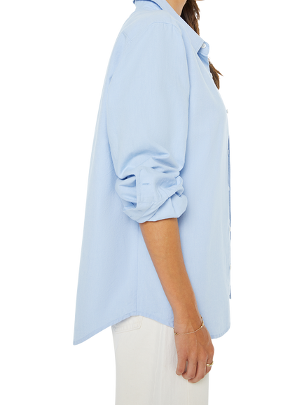 MOTHER The Bestie Embroidered Logo Cotton Shirt - view 2, Light Blue