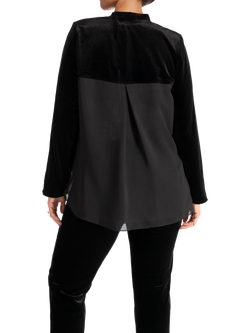 chesca Stretch Velvet Chiffon Back Top, Black - view 2, Black