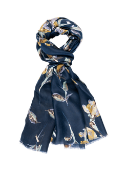 chesca Encore Floral Scarf, Navy/Lilac, Navy/Lilac