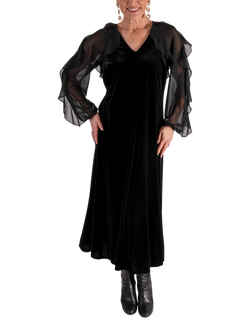 chesca Stretch Velvet Midi Dress, Black, Black