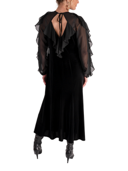 chesca Stretch Velvet Midi Dress, Black - view 2, Black