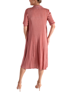 chesca Flower Detail Chiffon Dress, Antique Pink - view 2, Antique Pink