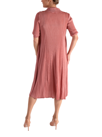 chesca Flower Detail Chiffon Dress, Antique Pink - view 2, Antique Pink