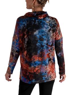 chesca Burnout Batik Wrap Top, Black/Cobalt/Copper - view 2, Black/Cobalt/Copper