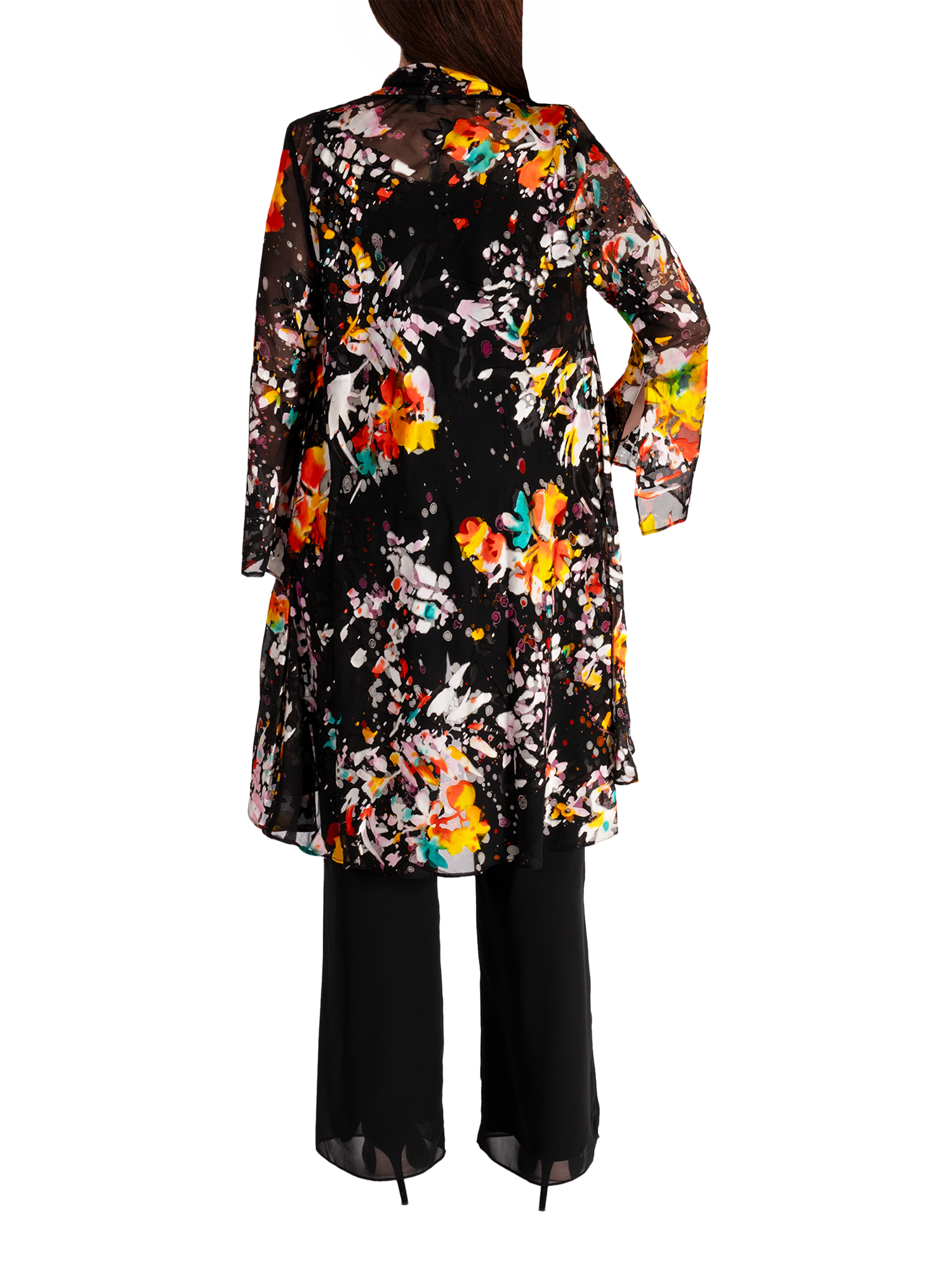 Product image 2 of 5, which shows chesca Tutti Frutti Satin Jacket, Black/Multi, 12-14