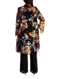 chesca Tutti Frutti Satin Jacket, Black/Multi - view 2, Black/Multi