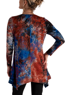 chesca Batik Floral Lace Top, Copper/Multi - view 2, Copper/Multi