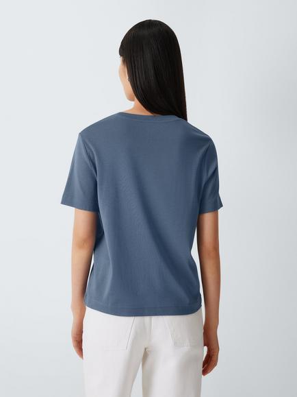 John Lewis Organic Cotton Short Sleeve Crew Neck T-Shirt - view 2, Soft Blue