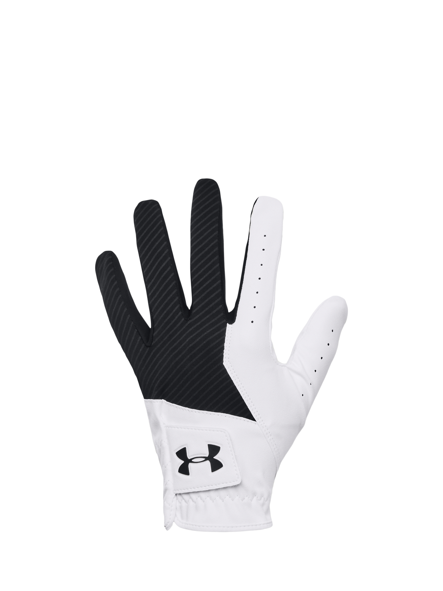 Product image 1 of 2, which shows Under Armour Medal Golf Gloves, Black / White, S