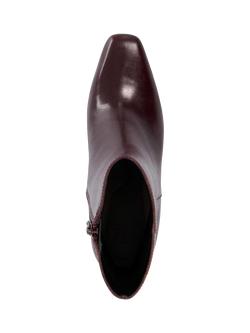 Dune London Ovation Leather Heeled Ankle Boots, Burgundy - view 2, Burgundy