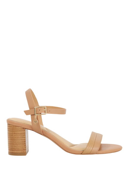 Dune London Jaycie Leather Heeled Sandals, Caramel