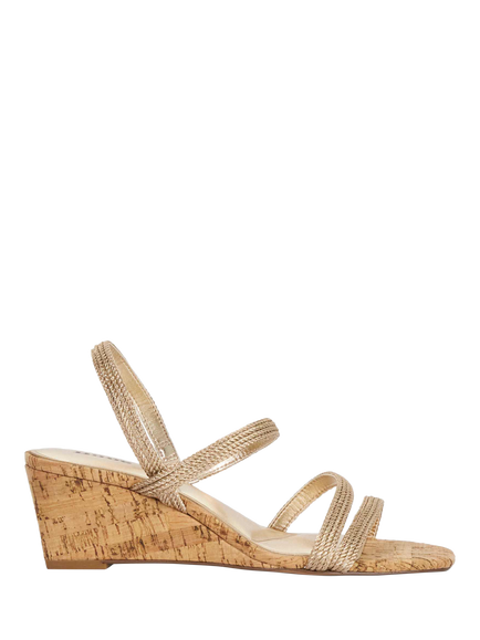 Dune London Kali Metallic Cork Wedge Sandals, Gold, Gold