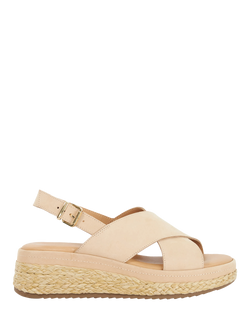 Dune London Kiya Nubuck Wedge Heel Strappy Footbed Sandals, Blush