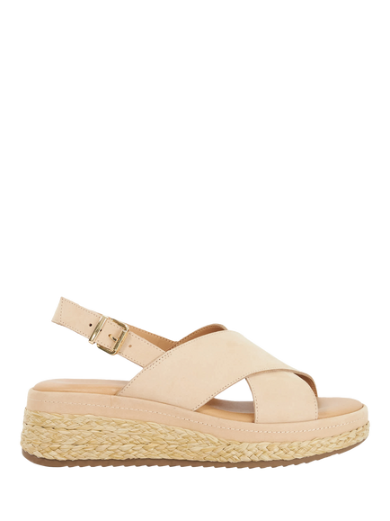 Dune London Kiya Nubuck Wedge Heel Strappy Footbed Sandals, Blush