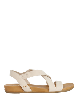 Dune London Landies Nubuck Cross Strap Sandals, Ecru