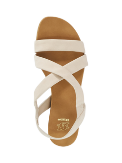 Dune London Landies Nubuck Cross Strap Sandals - view 2, Ecru