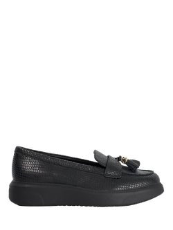 Dune London Glissade Leather Flatform Loafers, Black, Black
