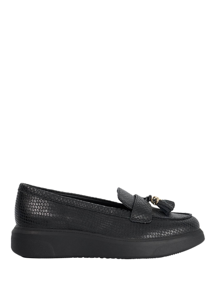 Dune London Glissade Leather Flatform Loafers, Black, Black