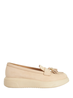 Dune London Glissade Suede Flatform Loafers, Ecru, Ecru