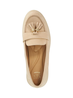 Dune London Glissade Suede Flatform Loafers, Ecru - view 2, Ecru