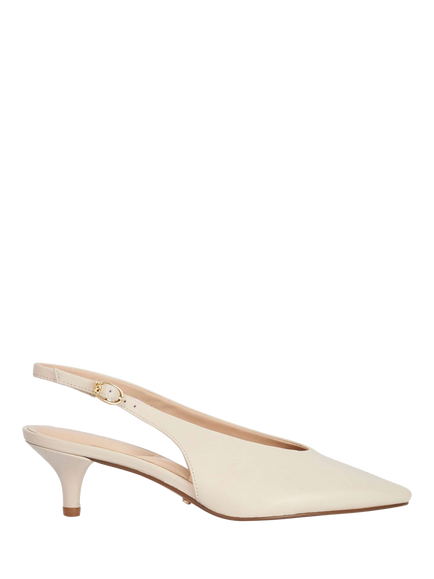 Dune London Credibility Leather Pointed Slingback Courts, Ecru, Ecru