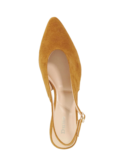 Dune London Credibility Suede Pointed Slingback Courts, Camel - view 2, Camel