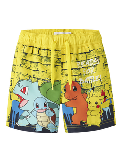 NAME IT Kids' Pokemon Swim Shorts, Vibrant Yellow, Vibrant Yellow