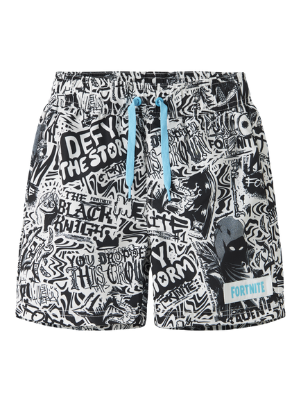 NAME IT Kids' Fortnite Swim Shorts, Bright White, Bright White