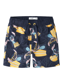 NAME IT Kids' Disney's Stitch Swim Shorts, Navy Blazer, Navy Blazer