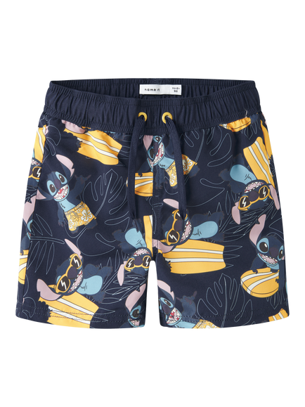 NAME IT Kids' Disney's Stitch Swim Shorts, Navy Blazer, Navy Blazer