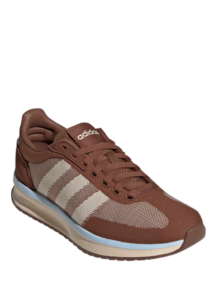 adidas Run 70s 2.0 Leather Blend Lace Up Trainers, Brown Multi - view 2, Brown Multi