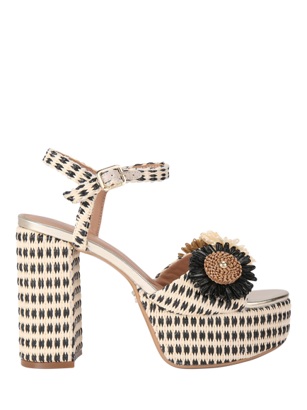Carvela Sorrento Flower Platform Heel Sandals, Black Multi Black, Black Multi Black