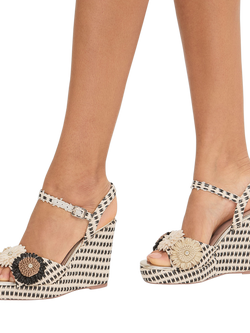 Carvela Sorrento Flower Wedge Heel Sandals - view 2, Black Multi Black