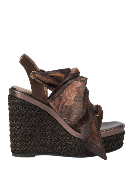 Carvela Sorrento Scarf Wedge Sandals, Brown Mid, Brown Mid